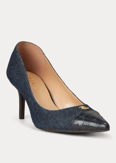 Bombas Ralph Lauren Mujer Azul Marino - Lanette Cap-Toe Denim - PNZHF5348